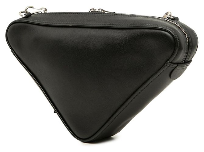 Everyday Borsa a tracolla in pelle nera con stampa logo Triangle Balenciaga Nero - vista 2