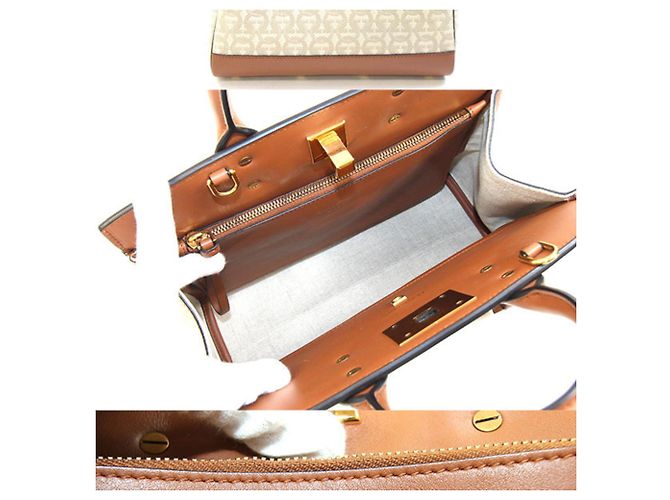 Salvatore Ferragamo Gancini Handtasche Braun Beige - Ansicht 2