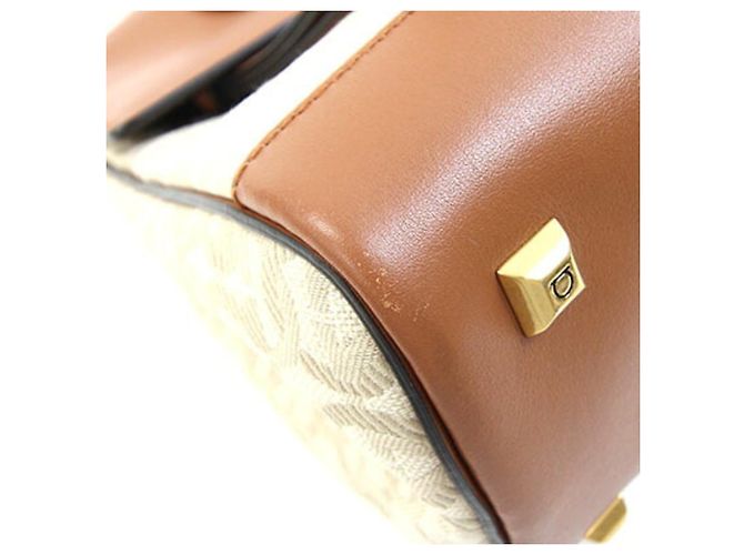 Salvatore Ferragamo Gancini Handtasche Braun Beige - Ansicht 3