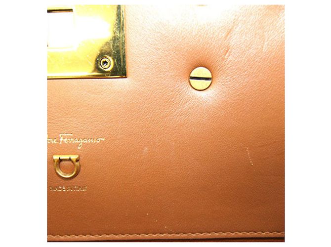 Salvatore Ferragamo Gancini Handtasche Braun Beige - Ansicht 8