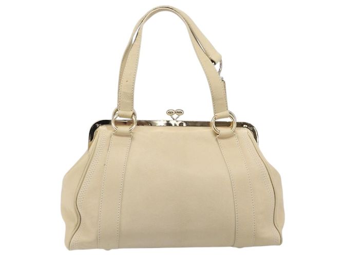 Céline Celine Vintage Kisslock Frame Leather Beige - vista 2
