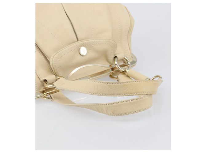 Céline Celine Vintage Kisslock Frame Leather Beige - vista 6