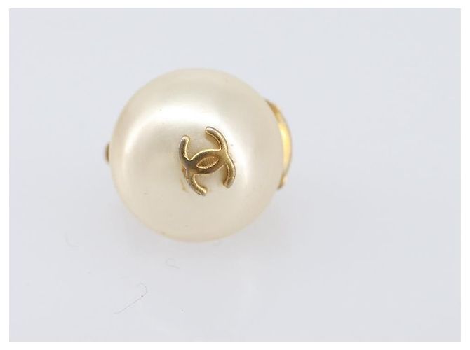 Chanel CC Clip On Faux Pearl Embellished Metal D'oro - vista 4