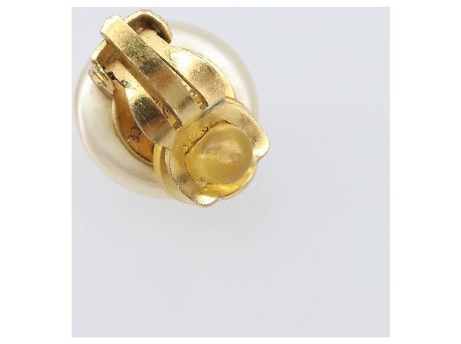 Chanel CC Clip On Faux Pearl Embellished Metal D'oro - vista 5