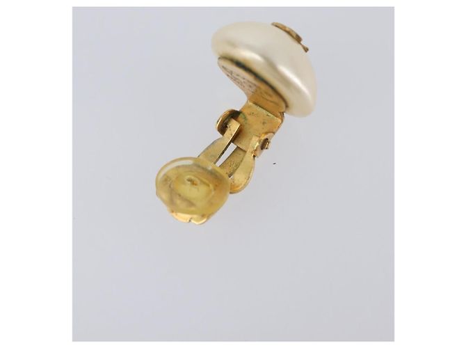 Chanel CC Clip On Faux Pearl Embellished Metal D'oro - vista 7