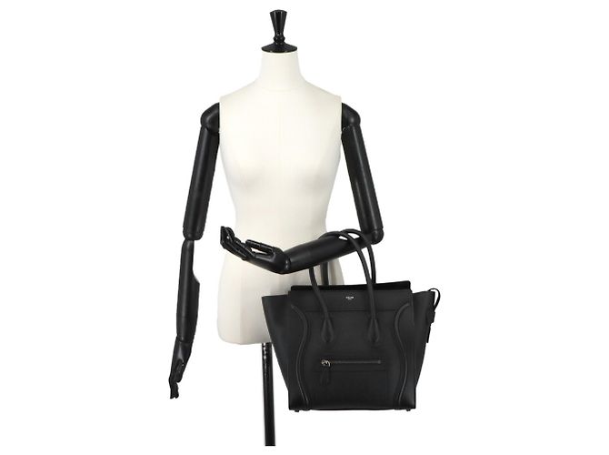 Céline Borsa a mano Celine Luggage Micro Shopper Nero - vista 8