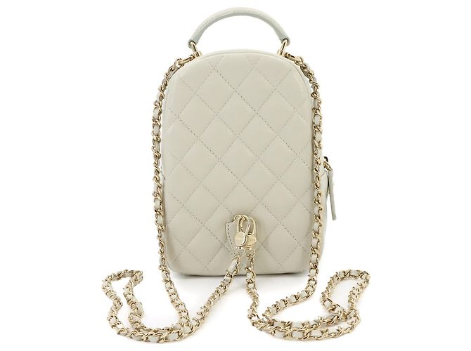 Mini mochila Chanel Matelasse con cadena Blanco - vista 3