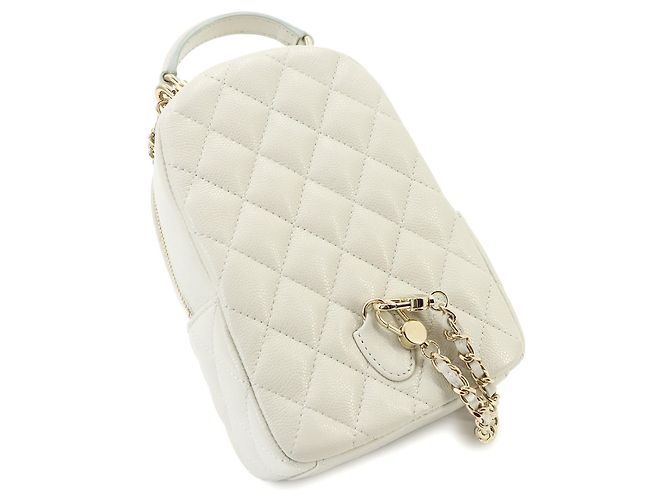 Mini mochila Chanel Matelasse con cadena Blanco - vista 9