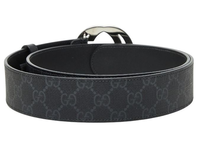 Gucci Interlocking G GG Supreme Logo Buckle Gürtel Schwarz Silber - Ansicht 3