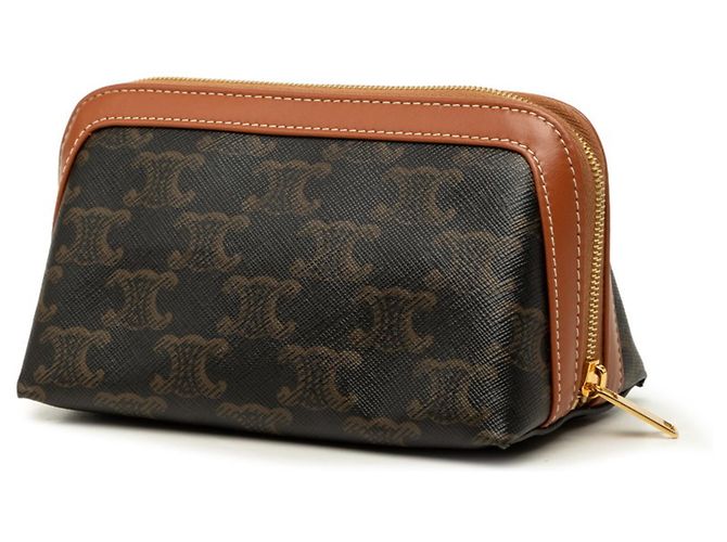 Céline Celine Triomphe Small Cosmetic Pouch Handbag Marrone - vista 2