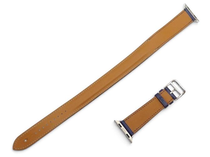 Hermès NUEVA CORREA HERMES DOUBLE TOUR PARA APPLE WATCH 40 MM CUERO SWIFT BANGLE Azul - vista 2