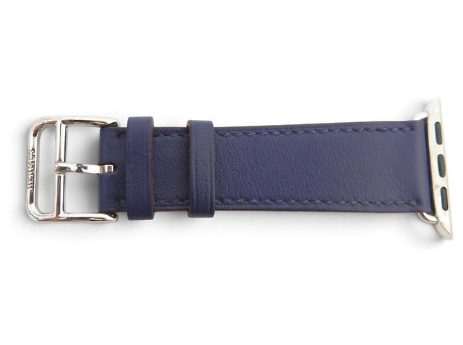 Hermès NUEVA CORREA HERMES DOUBLE TOUR PARA APPLE WATCH 40 MM CUERO SWIFT BANGLE Azul - vista 3