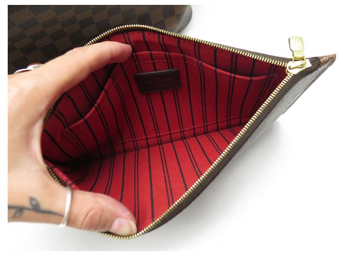 BORSA A MANO LOUIS VUITTON NEVERFULL TOILE DAMIER EBENE CABAS N40599 Marrone - vista 15