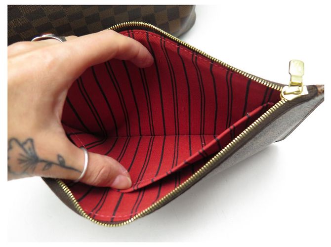 BORSA A MANO LOUIS VUITTON NEVERFULL TOILE DAMIER EBENE CABAS N40599 Marrone - vista 16