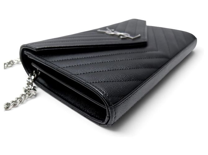 Autre Marque NEU SAINT LAURENT CASSANDRE 377828 WALLET ON CHAIN WOC BAG Schwarz - Ansicht 3