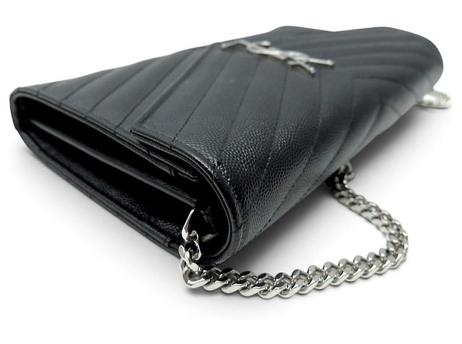 Autre Marque NEU SAINT LAURENT CASSANDRE 377828 WALLET ON CHAIN WOC BAG Schwarz - Ansicht 4