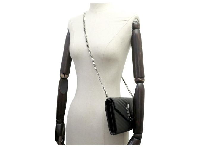 Autre Marque NEU SAINT LAURENT CASSANDRE 377828 WALLET ON CHAIN WOC BAG Schwarz - Ansicht 6