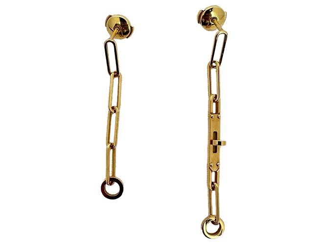 Orecchini Hermès 18K Kelly Chaine Drop in metallo dorato D'oro - vista 4