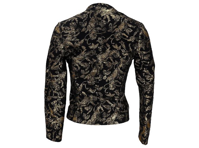 Valentino Garavani Blazer Valentino Miss V de jacquard en seda dorada - vista 3