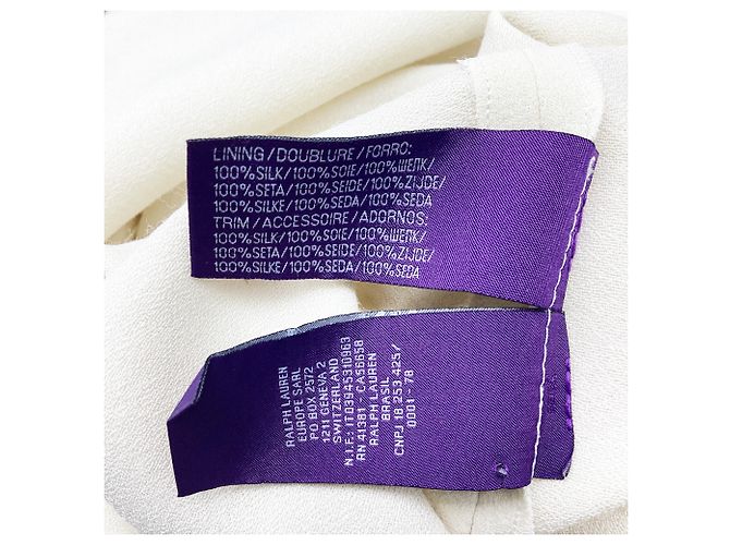 Abito mini monospalla Ralph Lauren Purple Label in seta avorio - vista 6