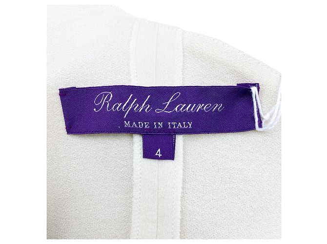 Abito mini monospalla Ralph Lauren Purple Label in seta avorio - vista 7