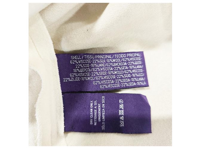Abito mini monospalla Ralph Lauren Purple Label in seta avorio - vista 8