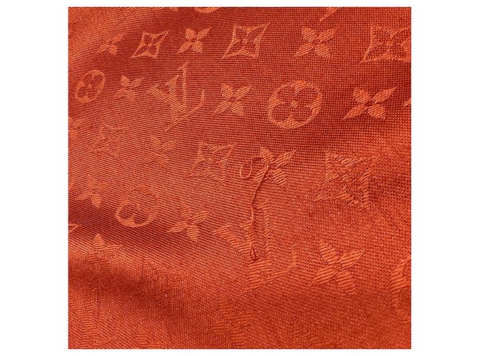 Écharpe à franges Monogram Louis Vuitton en soie orange Imprimé python - vue 3