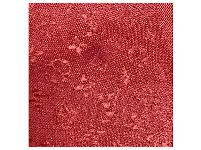 Écharpe à franges Monogram Louis Vuitton en soie orange Imprimé python - vue 4