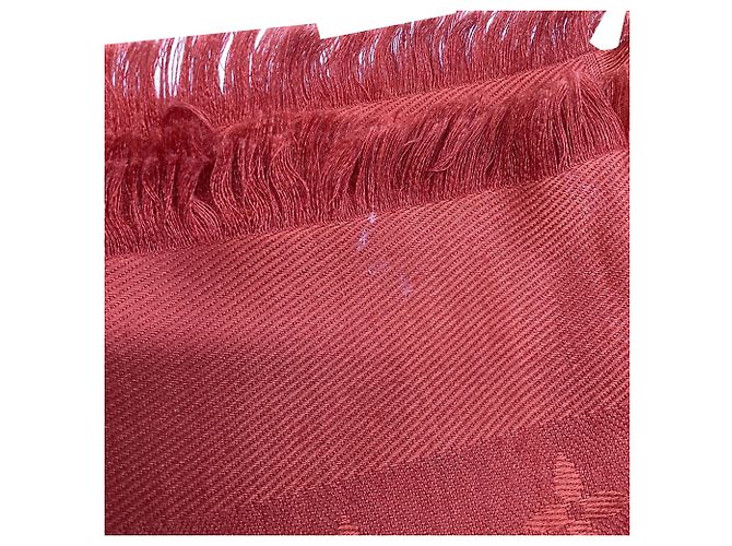 Écharpe à franges Monogram Louis Vuitton en soie orange Imprimé python - vue 5