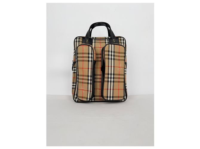 Borsa da tennis Burberry Nova Check in tela beige - vista 32
