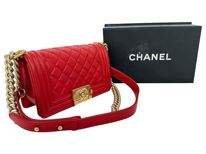 Borsa a tracolla Chanel Le Boy in pelle rossa Rosso - vista 14