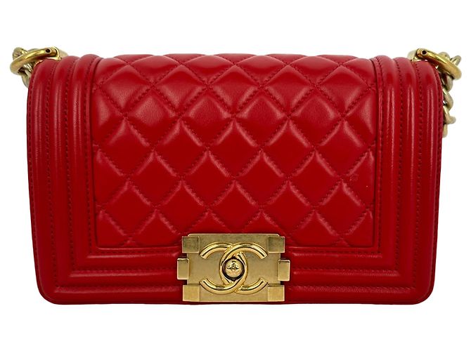 Borsa a tracolla Chanel Le Boy in pelle rossa Rosso - vista 3