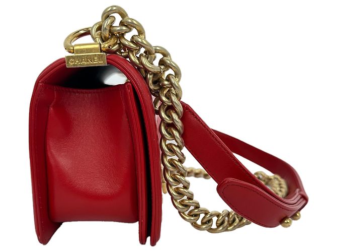 Borsa a tracolla Chanel Le Boy in pelle rossa Rosso - vista 4