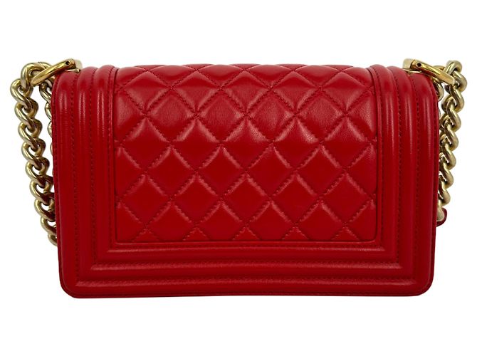 Borsa a tracolla Chanel Le Boy in pelle rossa Rosso - vista 5