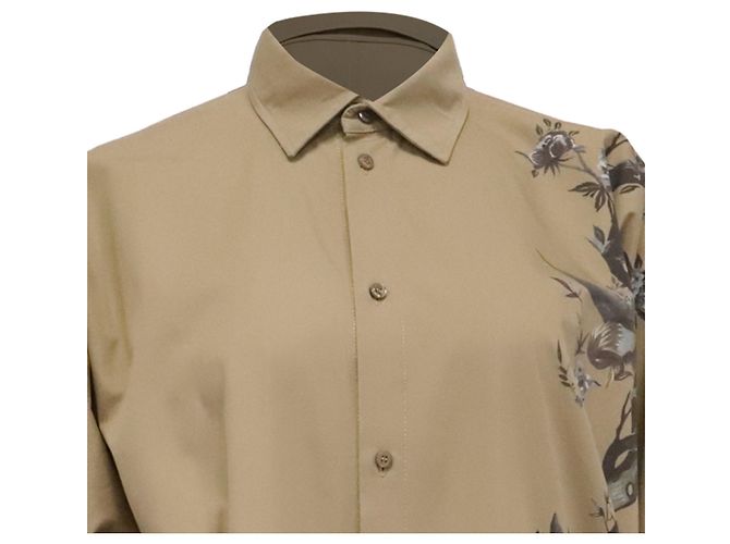 Dior Jardin d'Hiver bedrucktes Button-Down-Hemd aus beiger Baumwolle - Ansicht 2