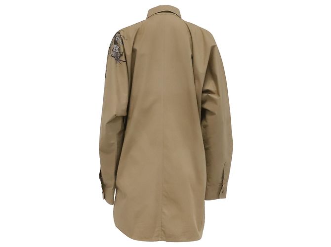 Dior Jardin d'Hiver bedrucktes Button-Down-Hemd aus beiger Baumwolle - Ansicht 4