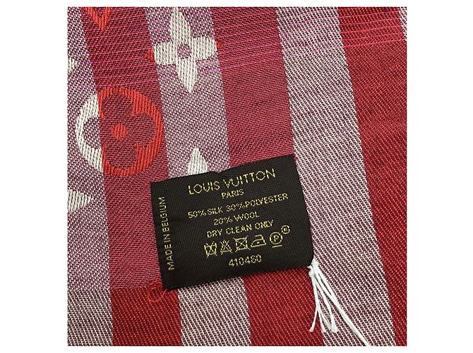 Sciarpa monogram a righe Louis Vuitton in seta rossa Rosso - vista 3