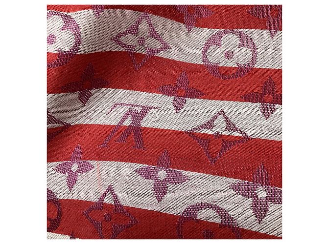 Sciarpa monogram a righe Louis Vuitton in seta rossa Rosso - vista 4