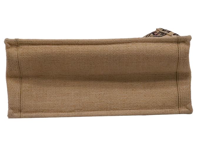 Christian Dior Dior Book Tote Tasche Medium aus beigem Jutencanvas - Ansicht 5