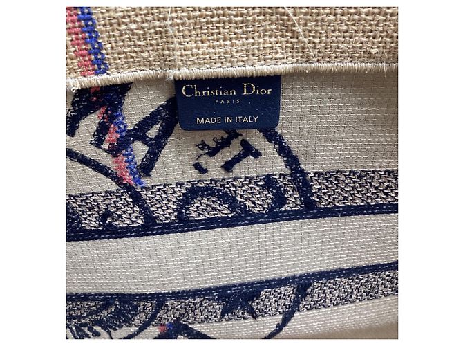 Christian Dior Dior Book Tote Tasche Medium aus beigem Jutencanvas - Ansicht 7