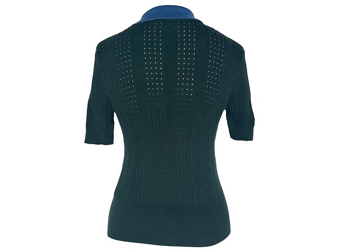 Polo a maniche corte Tory Burch in cotone verde - vista 3