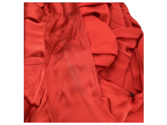 Autre Marque Abito midi a maniche lunghe con scollo a fiocco Sies Marjan in viscosa rossa - vista 11