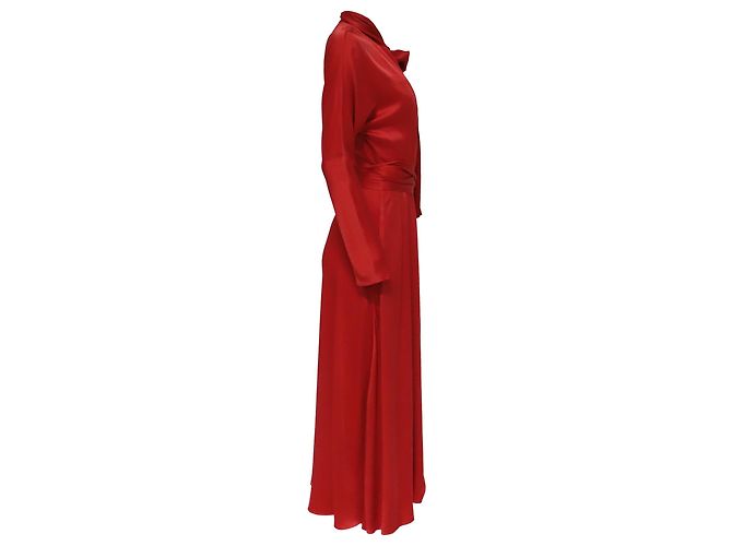 Autre Marque Abito midi a maniche lunghe con scollo a fiocco Sies Marjan in viscosa rossa - vista 3