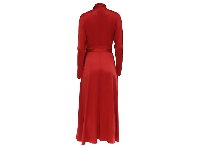 Autre Marque Abito midi a maniche lunghe con scollo a fiocco Sies Marjan in viscosa rossa - vista 4
