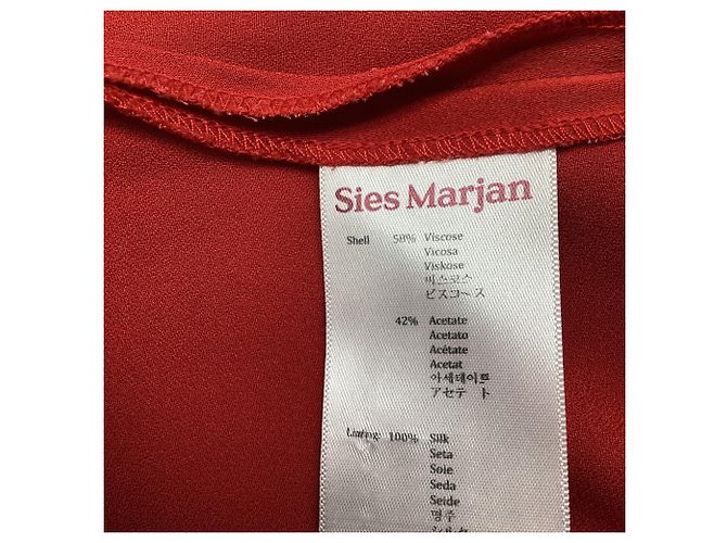 Autre Marque Abito midi a maniche lunghe con scollo a fiocco Sies Marjan in viscosa rossa - vista 6