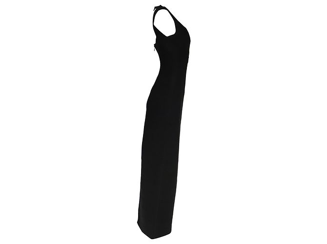 Robe maxi Herve Leger col en V en rayonne noire - vue 3