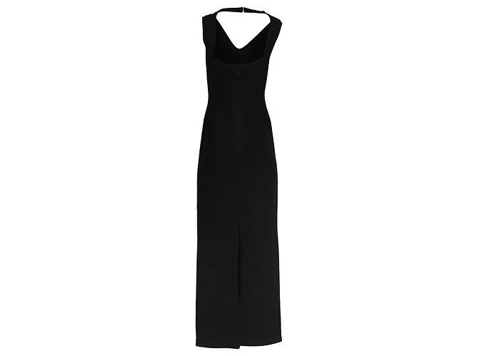 Robe maxi Herve Leger col en V en rayonne noire - vue 4