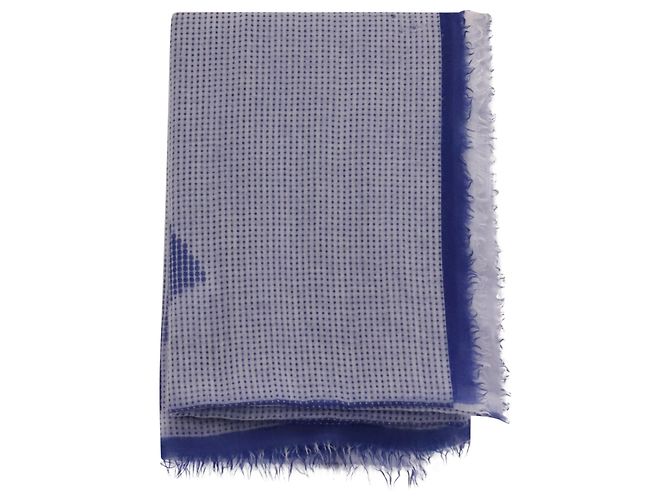 Sciarpa con motivo logo Chanel in lana blu Blu chiaro - vista 2