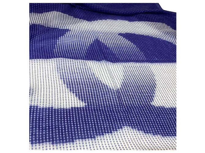 Sciarpa con motivo logo Chanel in lana blu Blu chiaro - vista 4