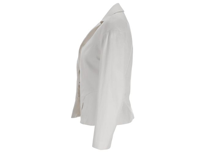 Alexander Mcqueen Peplum Blazer in White Cotton Cream - view 2